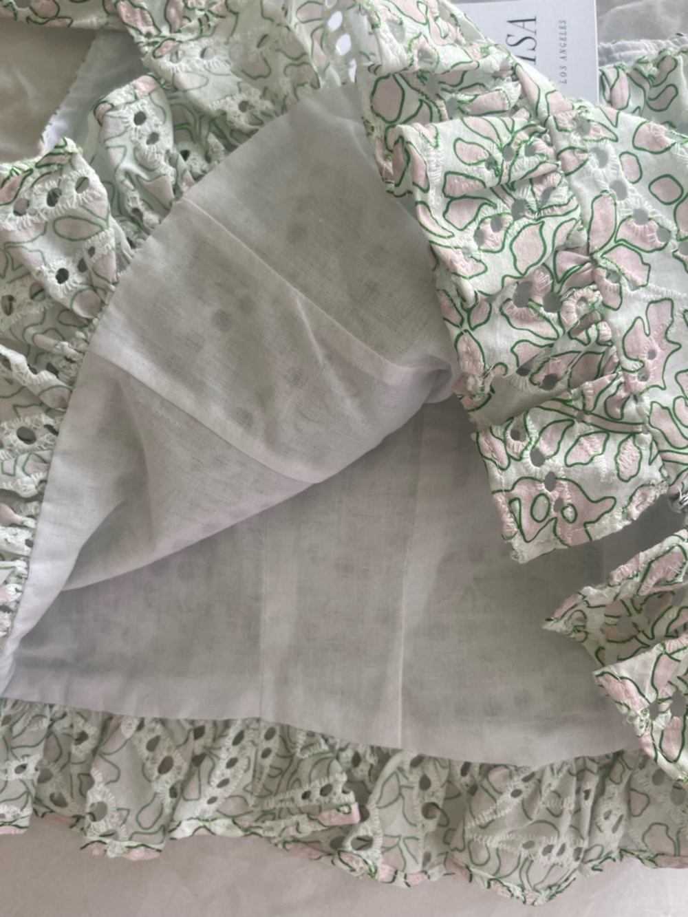 Misa Los Angeles Pale Green and White Floral Skirt Set - Picture 11 of 12